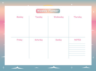 Weekly planner template in a flat style.