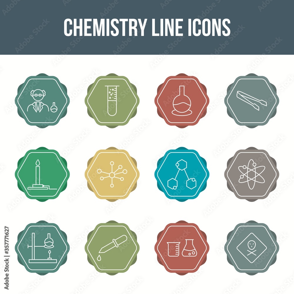 Canvas Prints unique chemistry vector line icon set