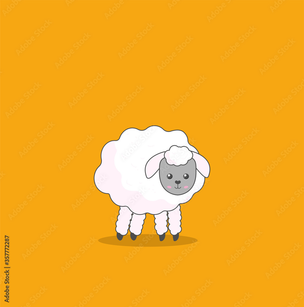 Poster cartoon flat sheep. vector image isolated on color background