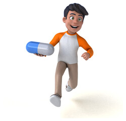 Fun 3D cartoon Asian teenager .