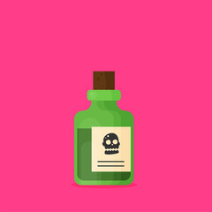Poison bottle flat vector icon isolated on color background