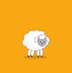 Cartoon flat sheep. Vector image isolated on color background