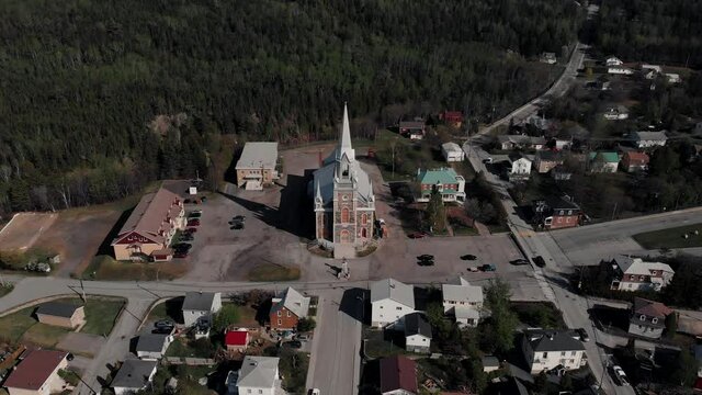 Sainte-Cecile du Bic And Le Bic Village In Bas Saint Laurent In Rimouski, Quebec, Canada.  - aerial drone