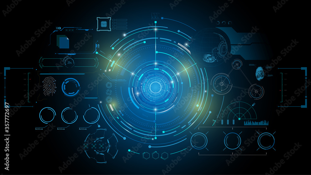 Poster abstract big data a.i. services virtual hud ui hologram technology innovative concept design backgro