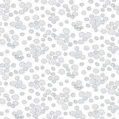 Floral seamless pattern. Summer print with small black  flowers on white background