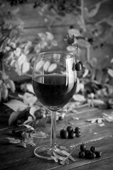 glass of red wine on the table