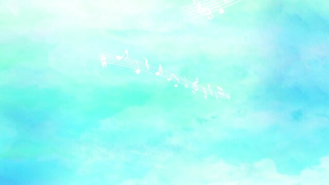 音符とブルーの水彩背景
