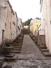 Old classic vintage building in vintage town in Sardinia, Italy, Bosa