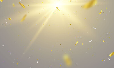Celebration background template with confetti gold ribbons. luxury greeting rich card.