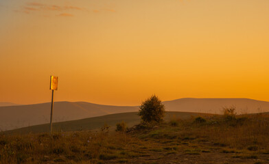 orange dawn high in the mountains