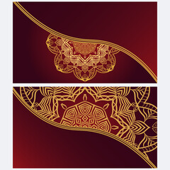 Vintage cards with Floral mandala pattern. Vector template. The front and rear side.