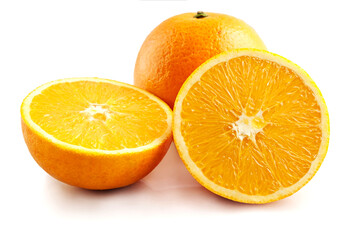 Juicy fresh orange isolated on white background