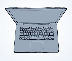 Laptop. View from above. Vector drawing
