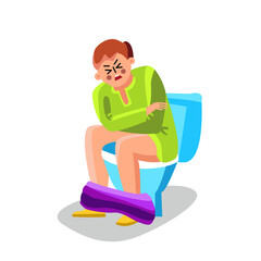 Man With Diarrhea Painful Sitting Toilet Vector