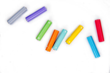 colored battery on white background