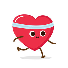 Cartoon red heart run cardio exercise