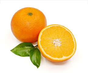 Juicy fresh orange isolated on white background