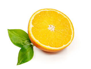 Juicy fresh orange isolated on white background