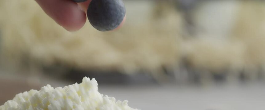 blueberries and cottage cheese slow motion