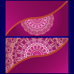 Invitation or Card template with floral mandala pattern. The front and rear side. Vector