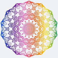 Sacred Oriental Mandala. Color Floral Ornament. Abstract Shapes In Asian Style. Vector Illustration.