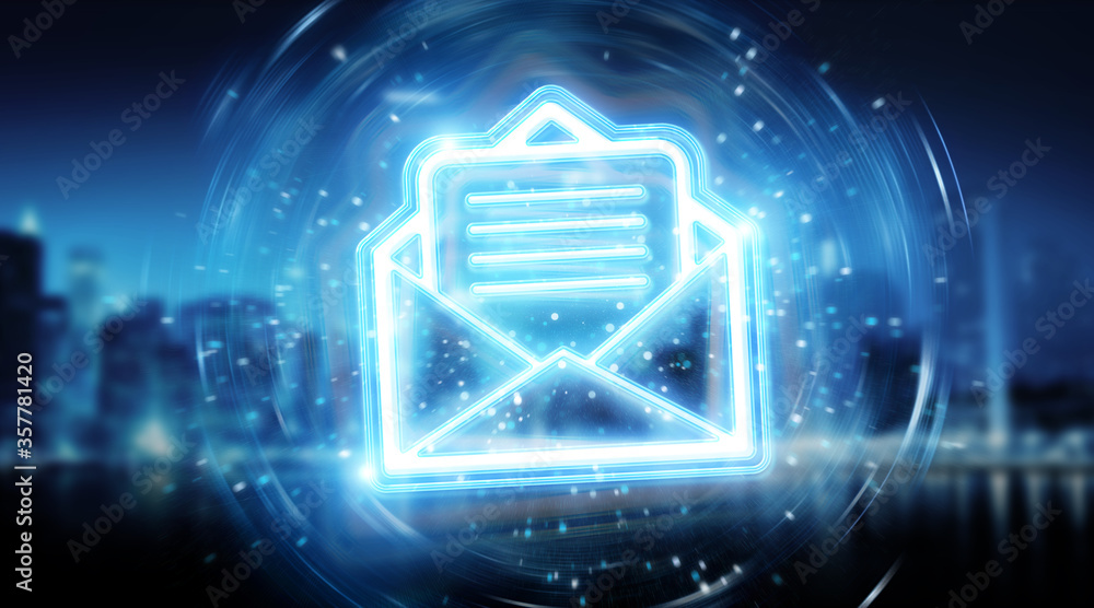 Aufkleber digital email blue holographic interface 3d rendering