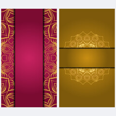 Vintage Invitation card with Mandala pattern. The front and rear side. Beautiful Ornament. Vector illustration.