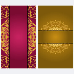 Vintage Invitation card with Mandala pattern. The front and rear side. Beautiful Ornament. Vector illustration.