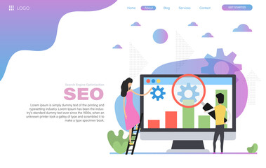 Vector flat web header template of SEO