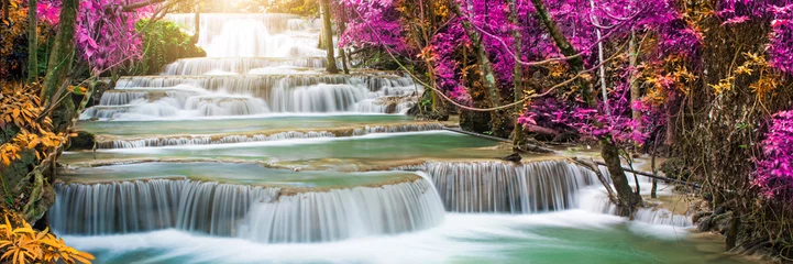 Fototapete Wasserfälle Amazing in nature, beautiful waterfall at colorful autumn forest in fall season   © totojang1977