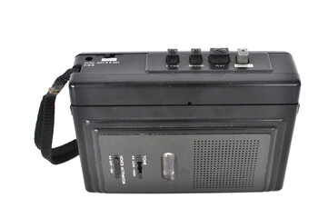 Portable analog vintage collectible voice recorder isolated on white background