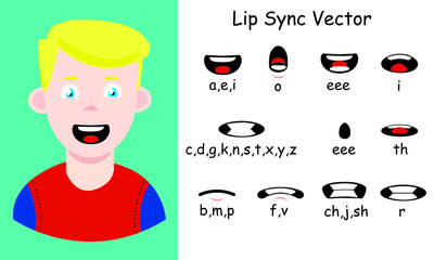 LipSync Vector Design Male with Smiley Face Red Sweater - vector