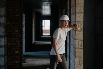 Portrait of a worker in a construction site