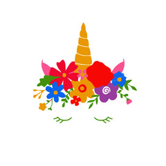 unicorn flower vector illustration