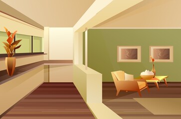 Hall balcony apartment interior vector