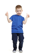 Boy kid in blue t-shirt happy smiling