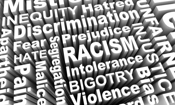 Racism Discrimination Bias Inequality Race Violence Words 3d Illustration