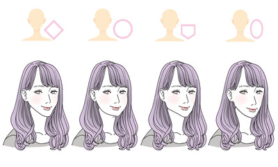 顔型別ヘアスタイルイラスト