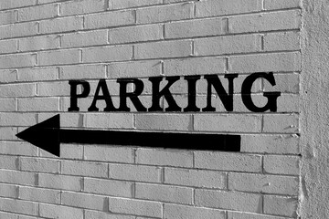 Fototapeta premium Parking Sign Arrow Pointing to the Left