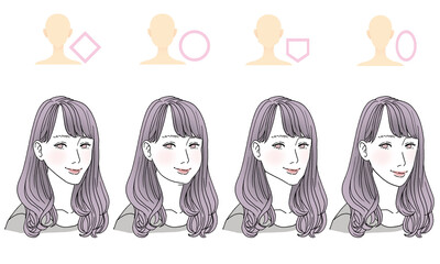 顔型別ヘアスタイルイラスト