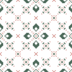 Seamless lace pattern with folkloric floral ornament in scandinavian retro style. Stock illustration for background, wallpaper, textile, scrapbooking, wrapping paper.