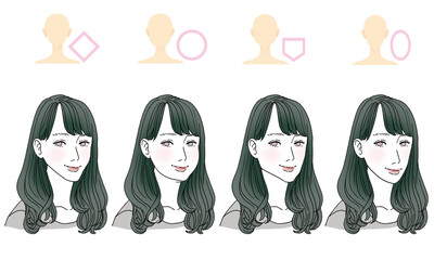 顔型別ヘアスタイルイラスト