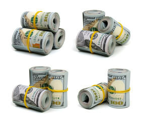 Set of money roll dollars