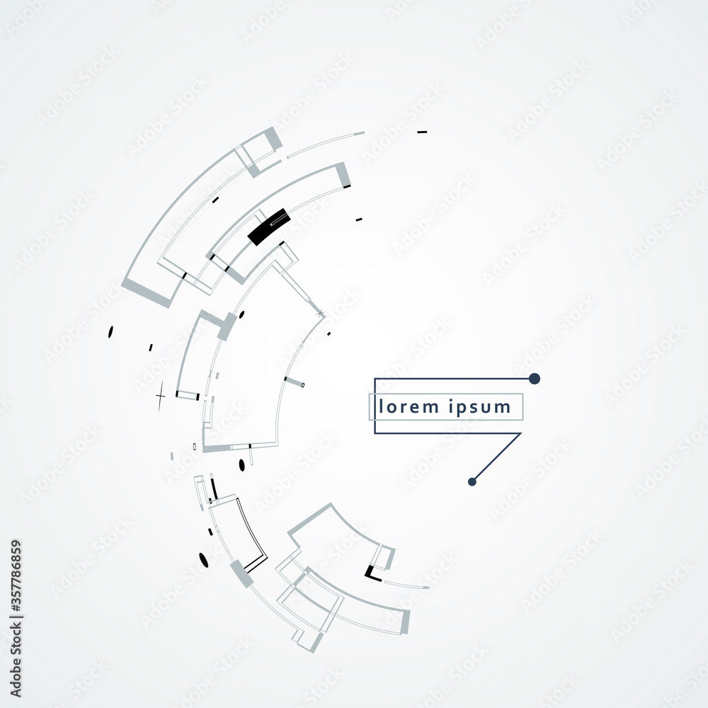 Poster line art abstract rounded shapes for concept design. vector graphic illustration. creative geometric