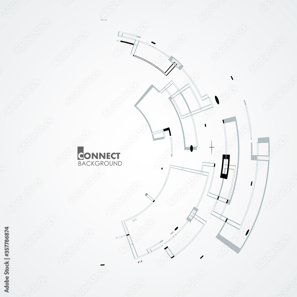 Poster line art abstract rounded shapes for concept design. vector graphic illustration. creative geometric