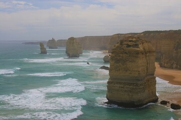 The 'Twelve Apostles' limestone stacks in the Port Campbell National Park, Victoria, Australia.