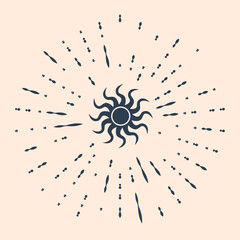 Black Sun icon isolated on beige background. Abstract circle random dots. Vector Illustration