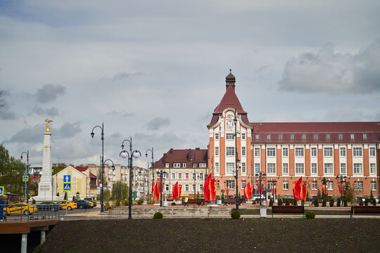 Gusev, Kaliningrad Region, Russia - May 2, 2020: Government District Office Building 