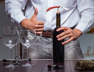 Professional sommelier tasting wine in restaurant