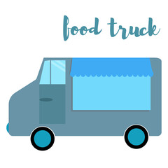 Food truck. van with food. Vector illustration